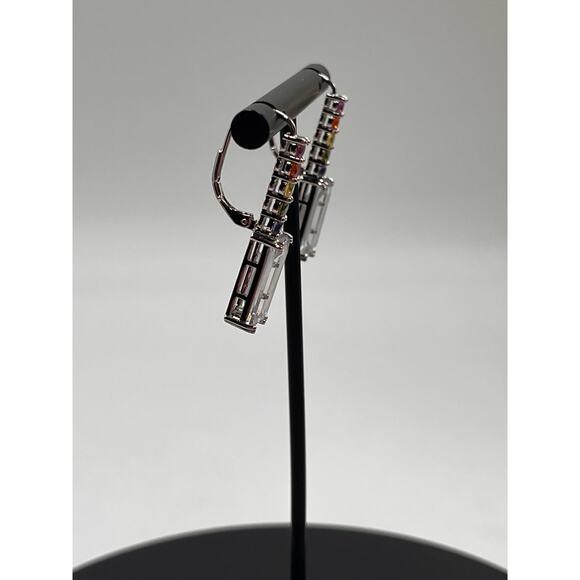 Lisa Freede x Diamonique Multi colored Rhinestone Dangle Earrings NWOT - Picture 3 of 9